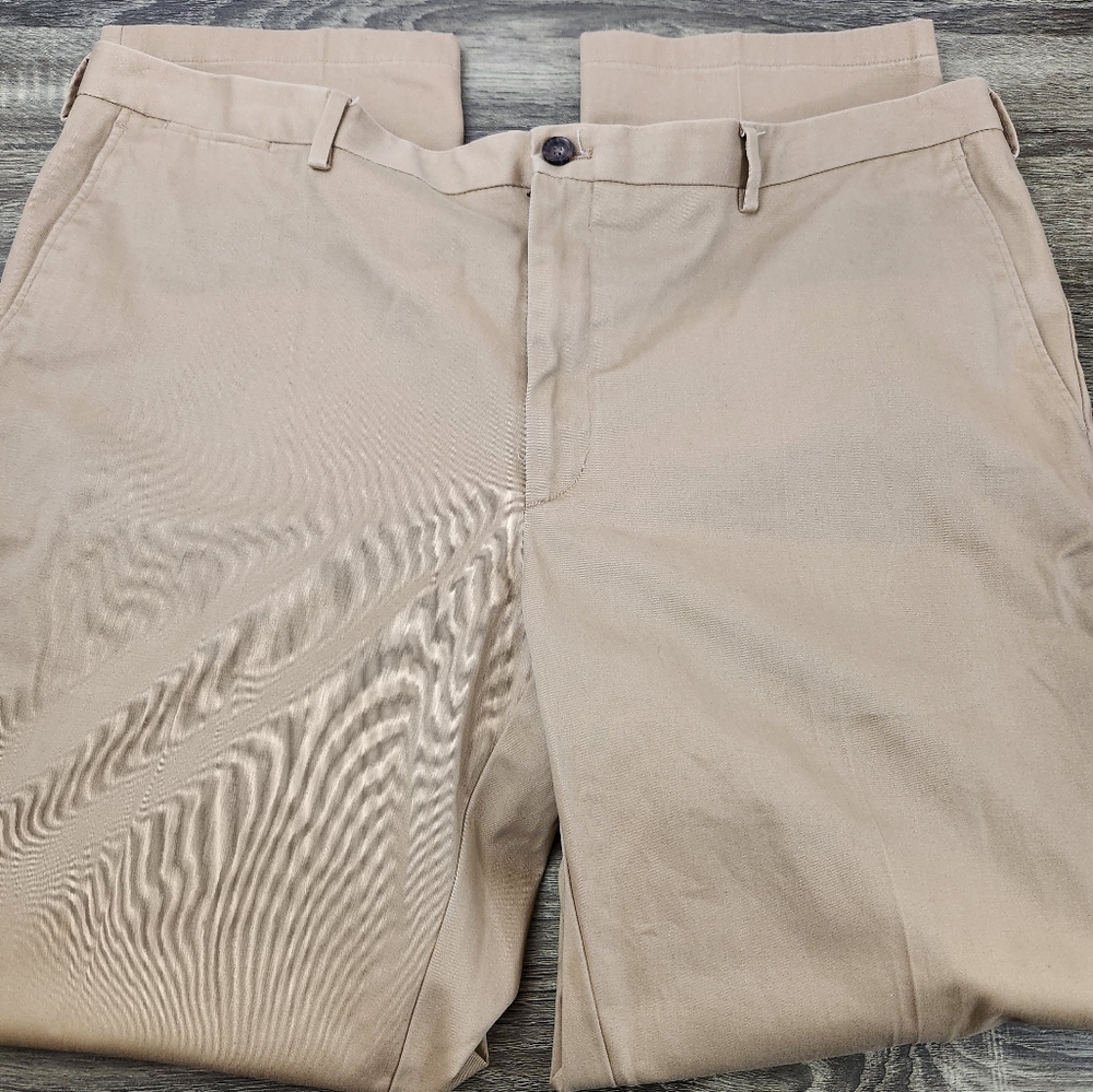 Jos. A. Bank Reserve Stretch Chino Pants Men's 44x32 Beige Flat Front